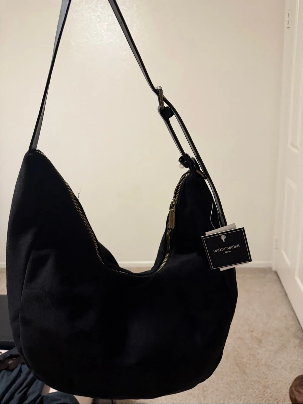 Black Suede Hobo Bag